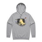Cat Bass Player - Mens Hoodie Grey Marle Mens Hoodie animal Music Printed In Australia