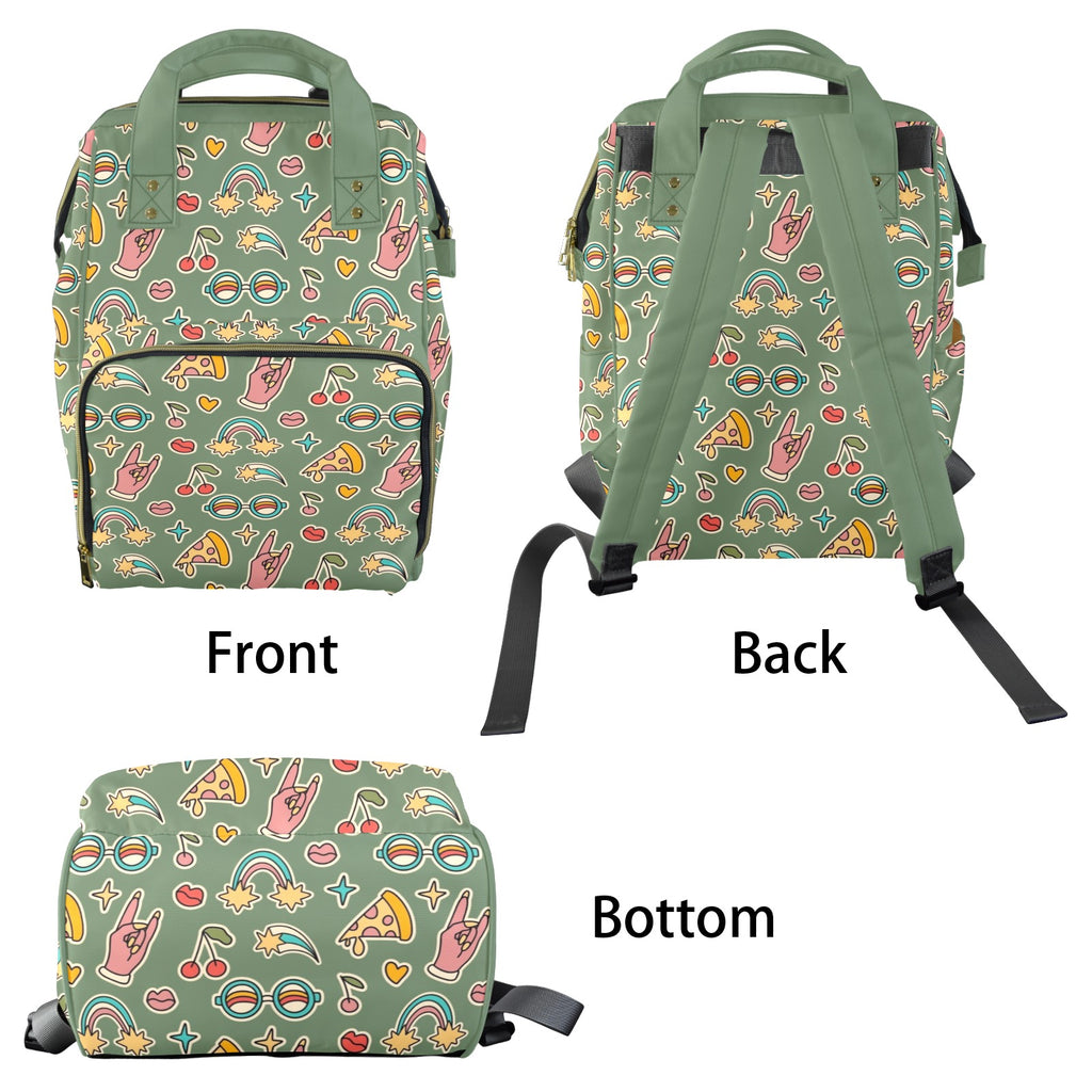 Groovy Retro Multi-Function Backpack, Nappy / Diaper Bag Multi-function Backpack, Nappy / Diaper Bag Printed Offshore Retro