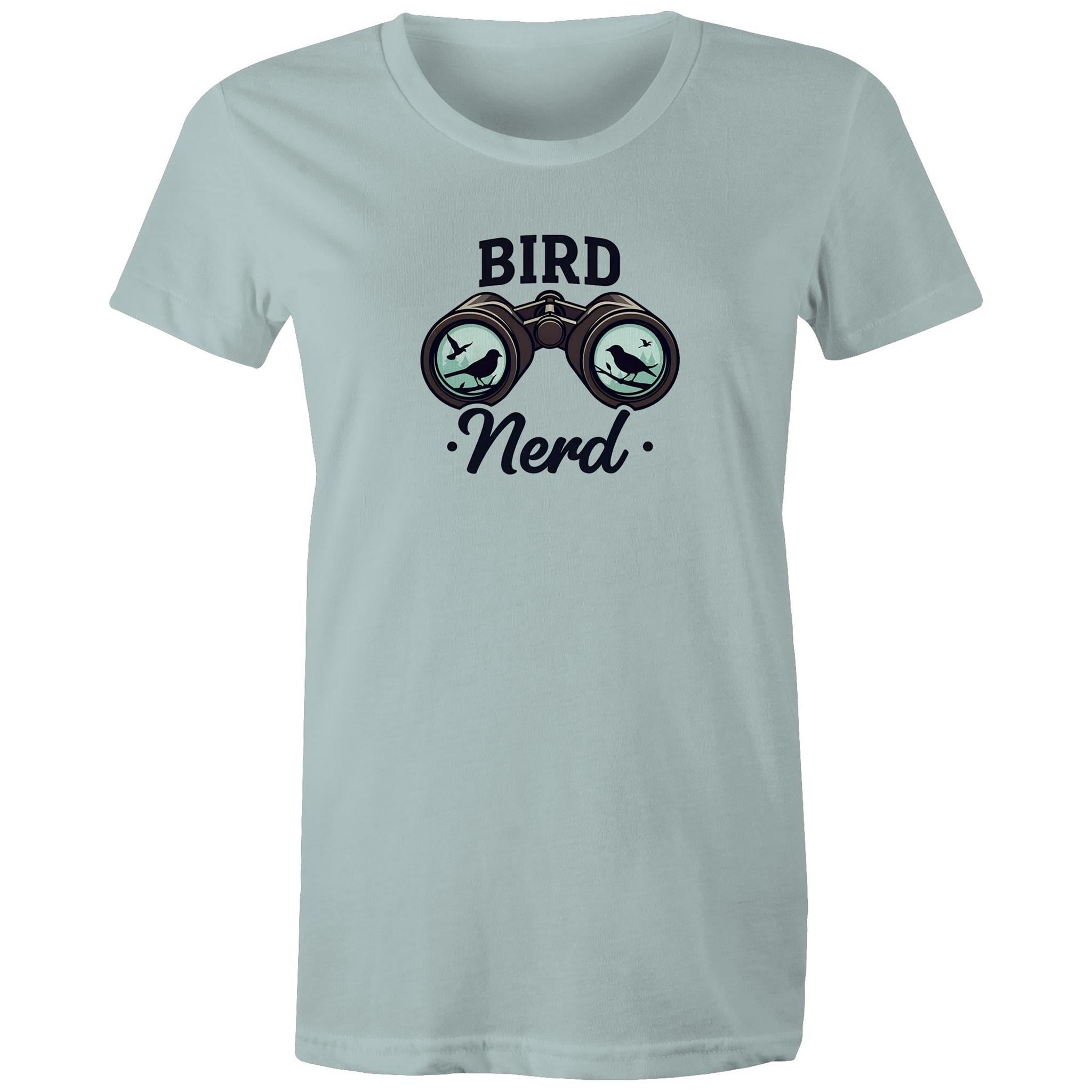 Bird Nerd - Womens T-shirt Pale Blue Womens T-shirt animal Printed In Australia