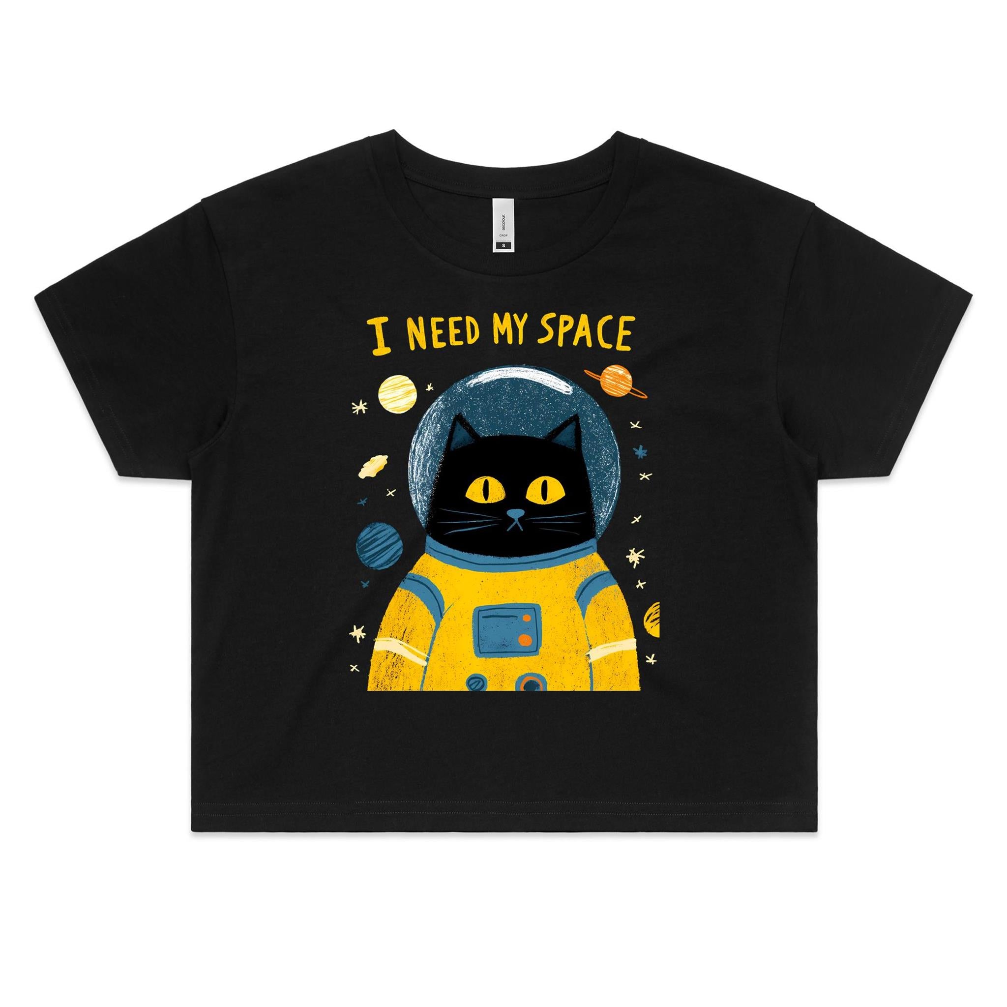 I Need My Space Cat Astronaut Women's AS Colour Crop Tee