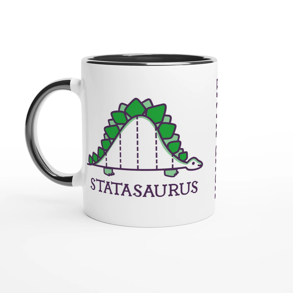 Personalised - Statasaurus - White 11oz Ceramic Mug with Colour Inside Ceramic Black Personalised 11oz Mug animal customise Globally Fulfilled Maths personalise Science