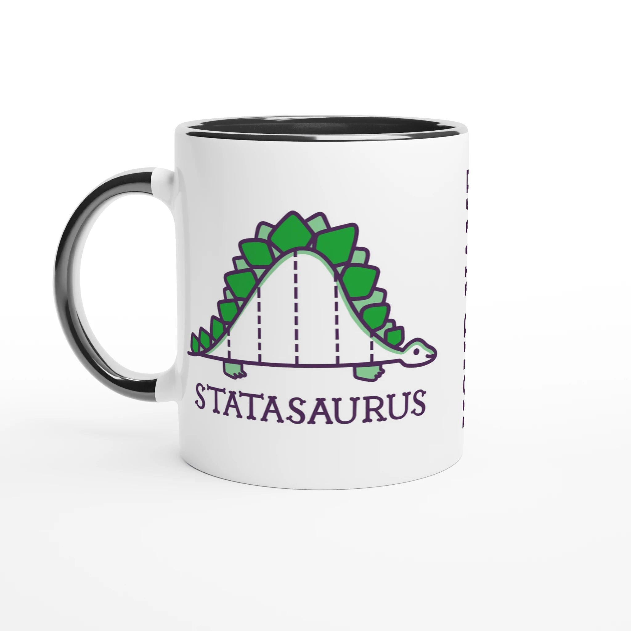 Personalised - Statasaurus - White 11oz Ceramic Mug with Colour Inside Ceramic Black Personalised 11oz Mug animal customise Globally Fulfilled Maths personalise Science