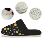 Busy Space Men's Fur Trim Thick-Sole Indoor Slippers Men's Fur Trimmed Slippers Printed Offshore Space