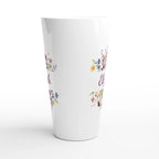 Personalise - Flower Frame Name - White Latte 17oz Ceramic Mug Personalised Latte Mug customise Globally Fulfilled Name Plants