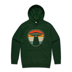 UFO, Retro Stripes - Mens Hoodie Forest Green Mens Hoodie Printed In Australia Sci Fi
