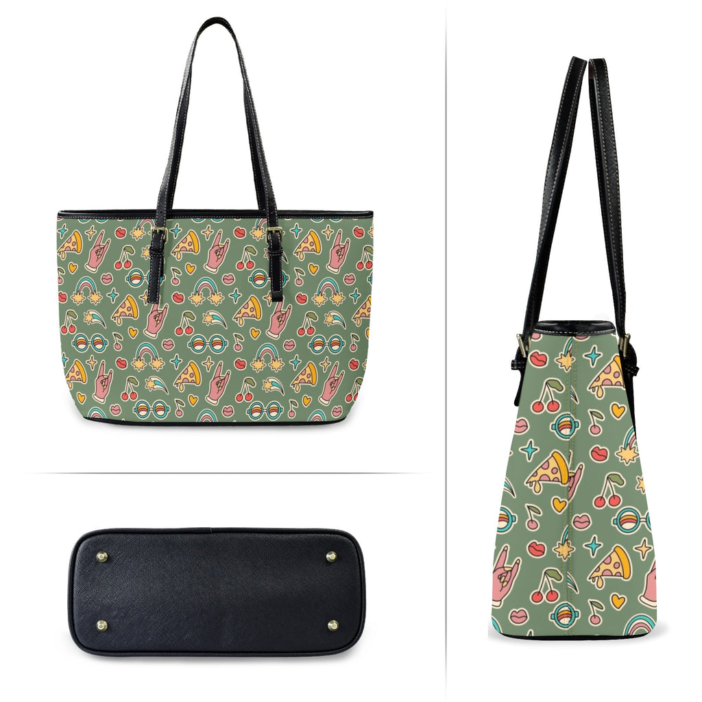 Groovy Retro PU Leather Tote Bag Large