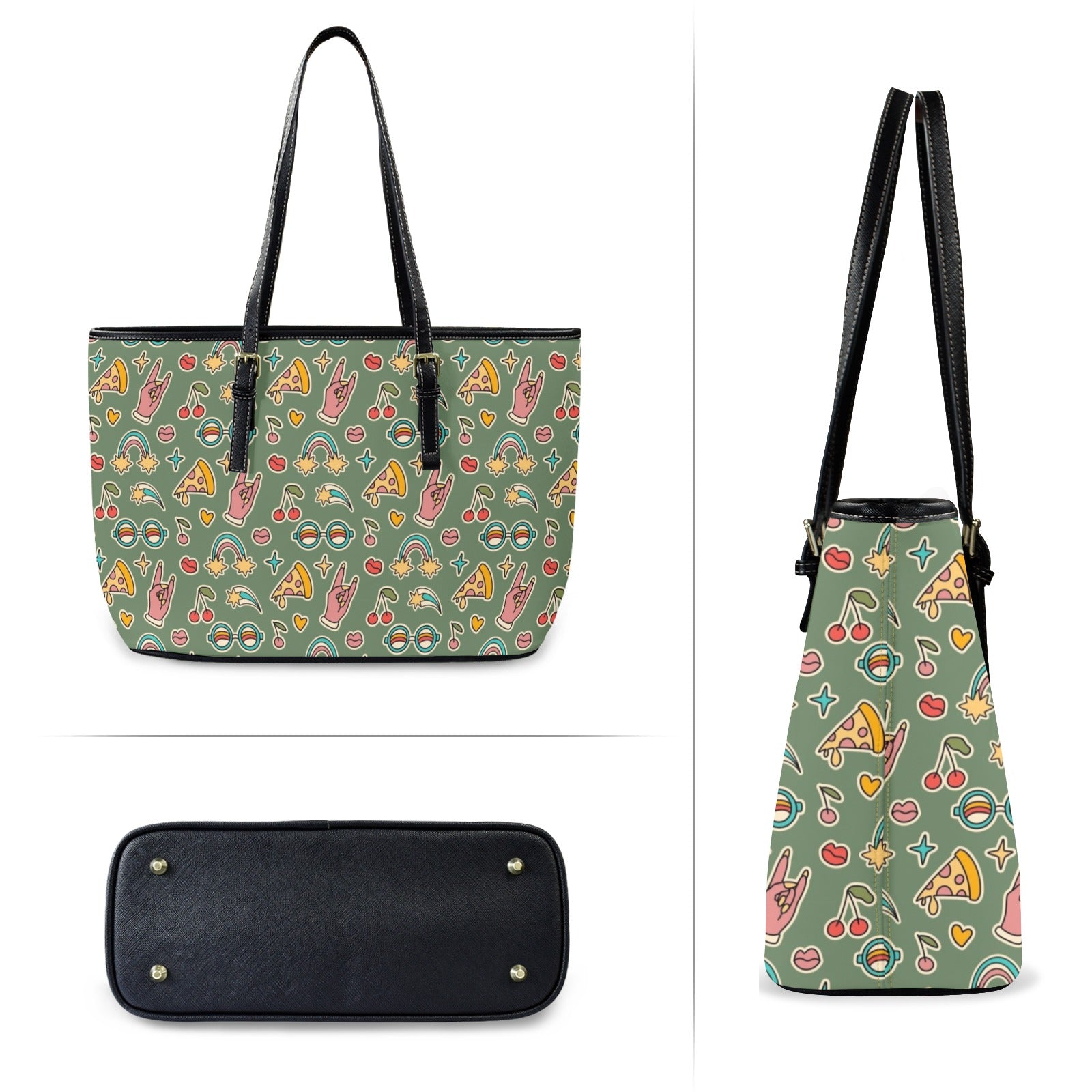 Groovy Retro PU Leather Tote Bag Large