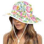 Bright Painted Tropical Wide Brim Bucket Hat Wide Brim Bucket Hat Plants Printed Offshore