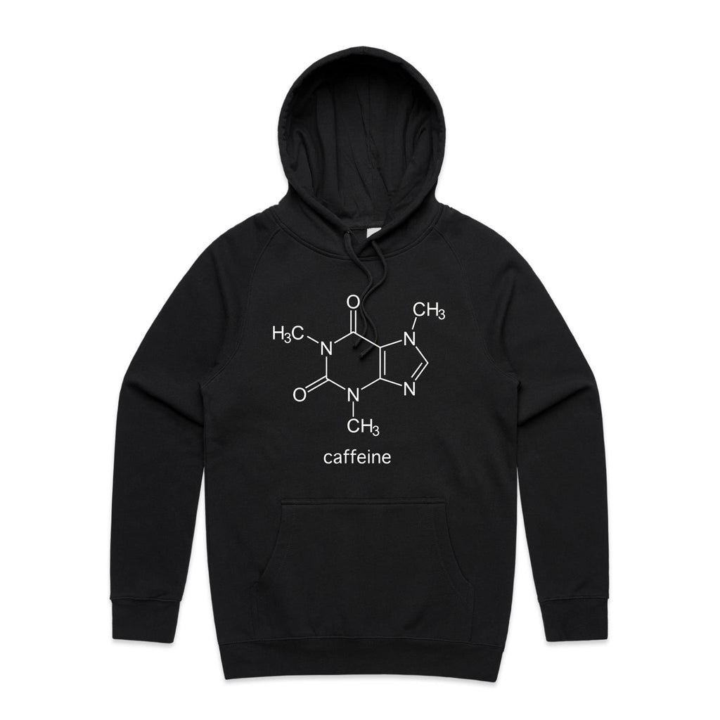Caffeine Molecule - Mens Hoodie Black Mens Hoodie Coffee Printed In Australia Science