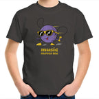 Music Moves Me - Kids Youth T-Shirt Charcoal Kids Youth T-shirt Music Printed In Australia