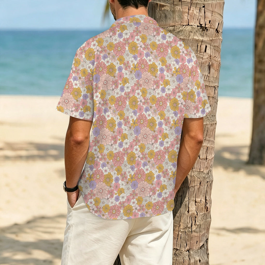 Faded Floral Men's Crinkle Hawaiian Shirt