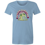 Fiction Addiction - Womens T-shirt Carolina Blue Womens T-shirt Printed In Australia Reading