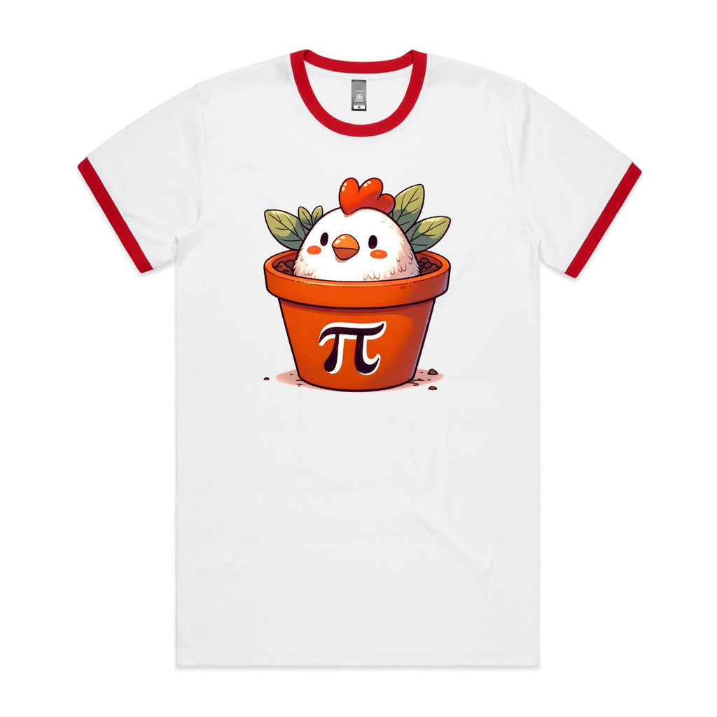 Chicken Pot Pi - Staple Ringer Tee White Red Ringer T-Shirt animal Maths Printed In Australia