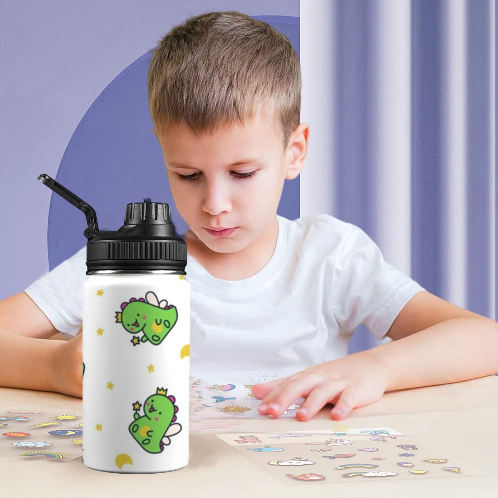 Dinosaur Fairy - Kids Water Bottle with Chug Lid (12 oz)