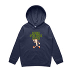 Here For The Food - Kids Hoodie Midnight Blue Kids Hoodie Food Printed In Australia