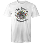 Tangled Christmas Lights, I'm Fine, This Is Fine, Everything Is Fine - Mens T-Shirt White Mens Christmas T-shirt Christmas Printed In Australia