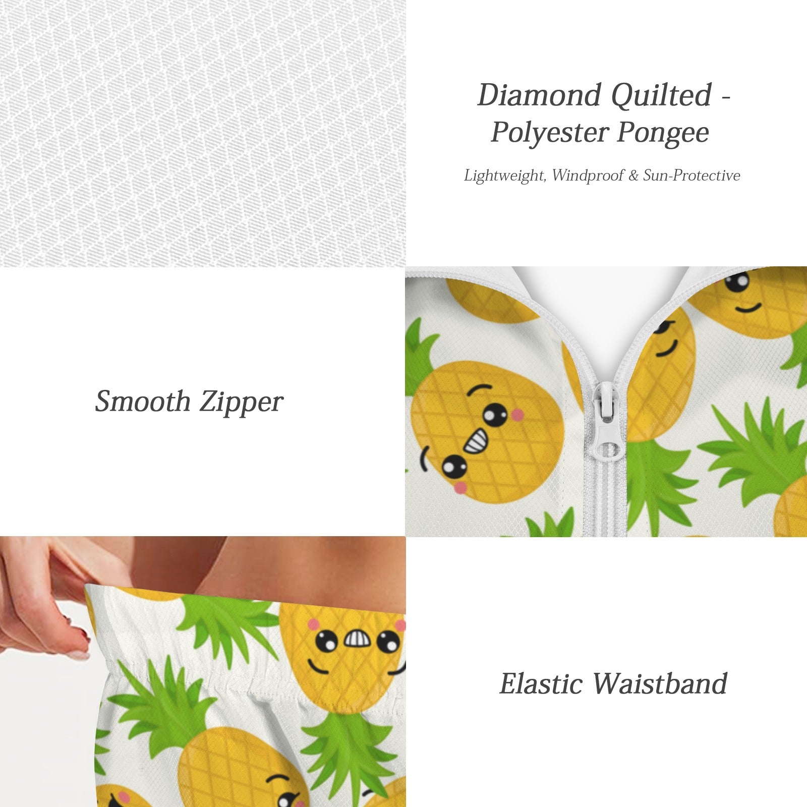 Cool Pineapples Women's Windbreaker Short Set Women's Windbreaker Short Set Food Printed Offshore