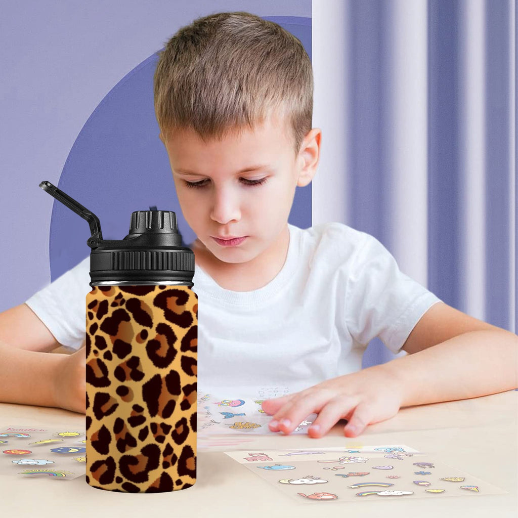 Leopard Print Kids Water Bottle with Chug Lid (12 oz) Kids Water Bottle with Chug Lid animal Printed Offshore