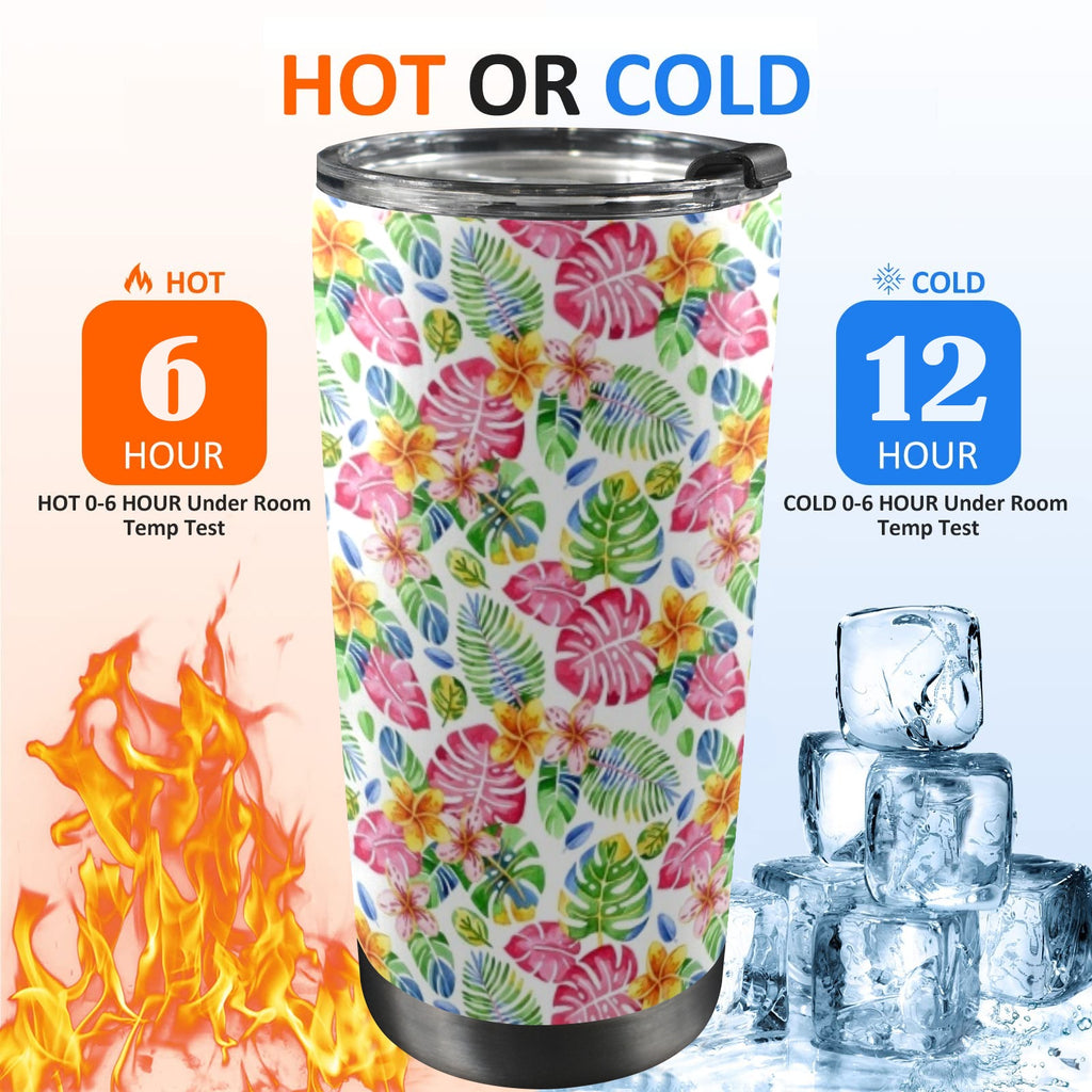 Bright Painted Tropical 20oz Mobile Tumbler with Lid (Black Lock) 20oz Travel Mug Plants Printed Offshore