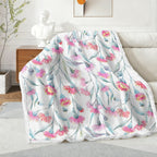 Pink Eucalyptus Flowers - Double-Layer Fleece Blanket 51"x59"