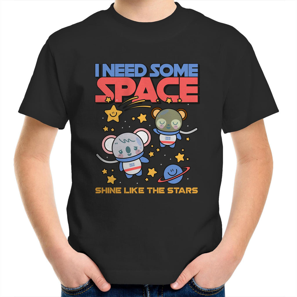 I Need Some Space - Kids Youth T-Shirt Black Kids Youth T-shirt Printed In Australia Space