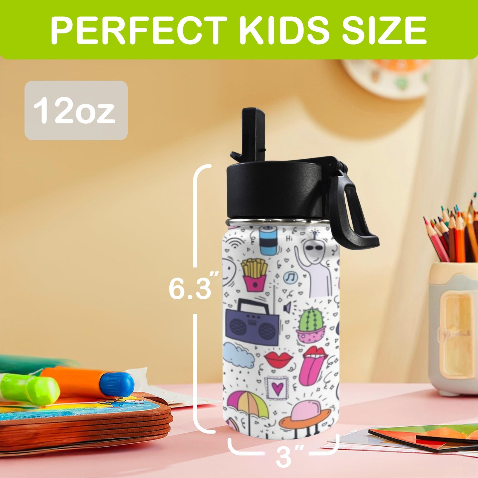 Bright Life 12oz Kids Water Bottle with Straw Lid