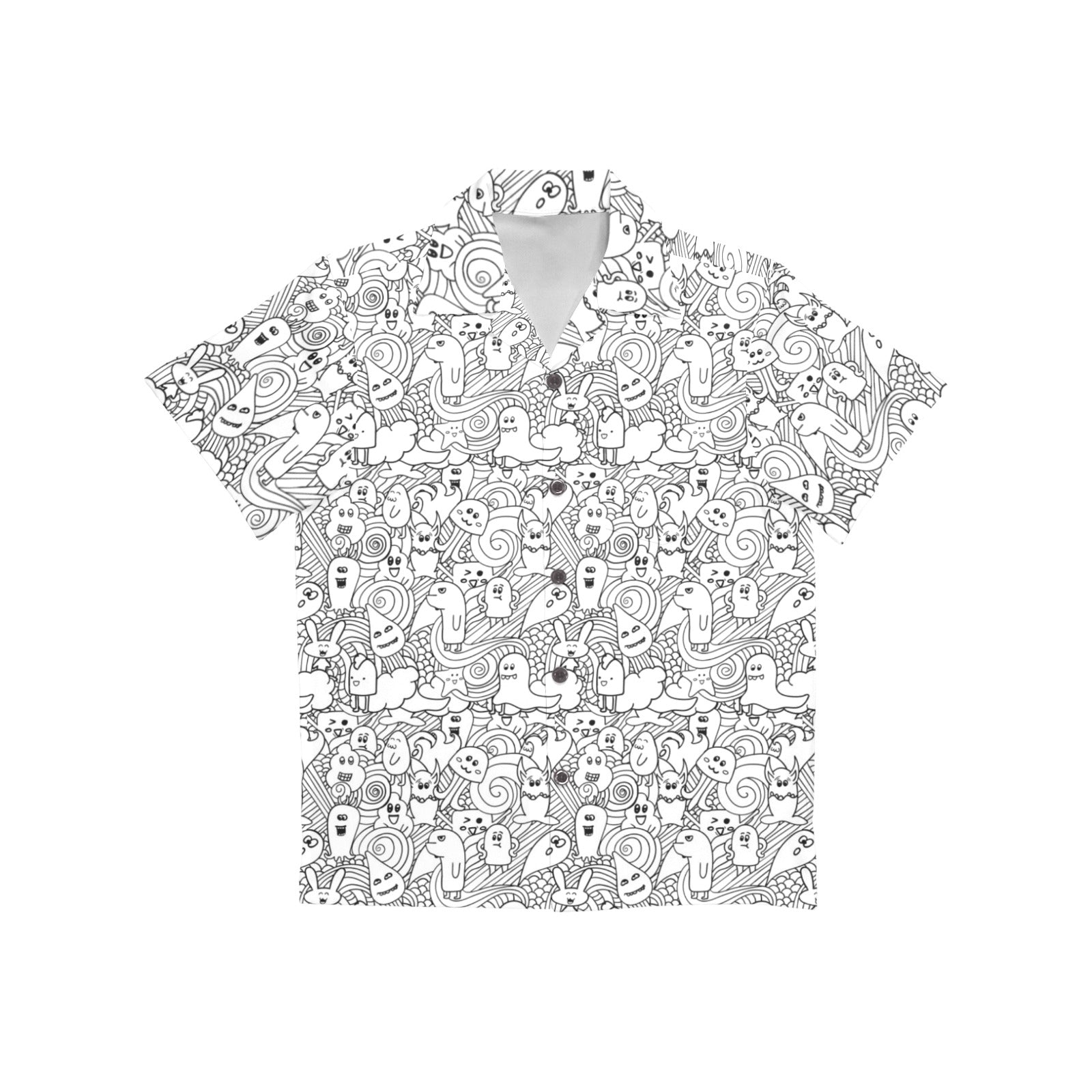 Black And White Creatures - Junior Kids Hawaiian Shirt