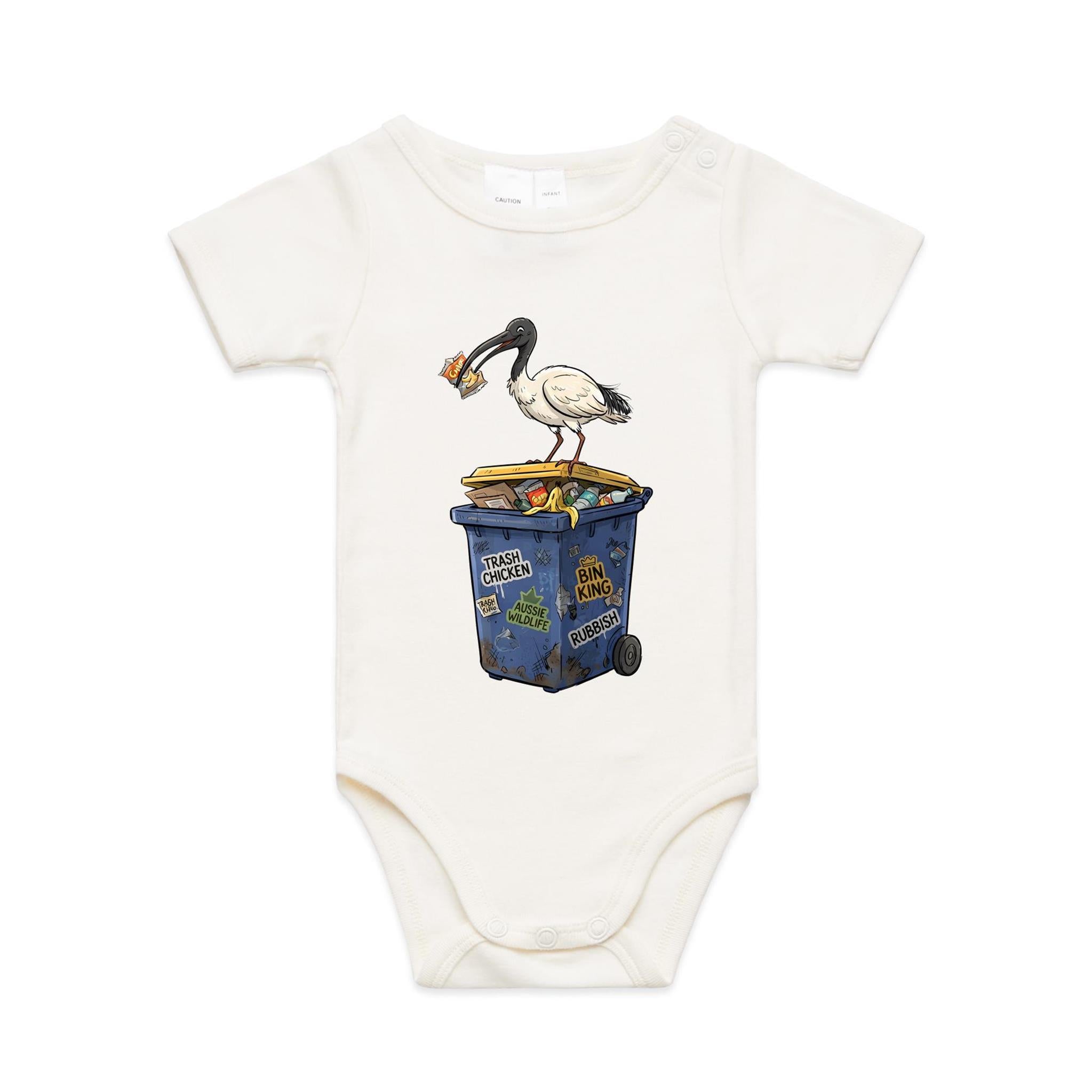 Bin Chicken Australian Ibis AS Colour Baby Bodysuit