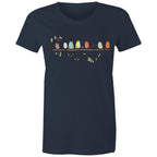 Birds On A Branch - Womens T-shirt Navy Womens T-shirt animal Printed In Australia