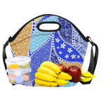 Blue Swirl Neoprene Lunch Bag/Large (Model 1669) Neoprene Lunch Bag Printed Offshore