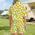 Cool Pineapples Women's Windbreaker Short Set Women's Windbreaker Short Set Food Printed Offshore
