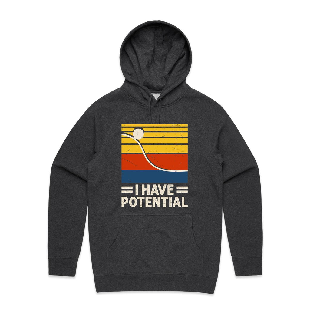 I Have Potential, Physics Men's AS Colour Hoodie Asphalt Marle Mens Hoodie Printed In Australia Science