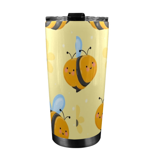 Bright Bees - 20oz Mobile Tumbler with Lid (Black Lock) 20oz Travel Mug animal Printed Offshore