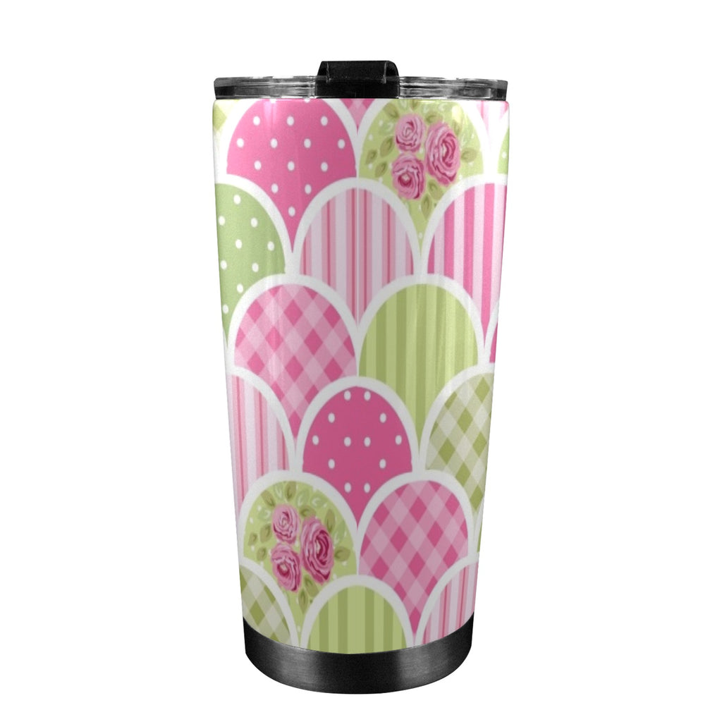 Floral Tabs - 20oz Mobile Tumbler with Lid (Black Lock) 20oz Travel Mug Plants Printed Offshore
