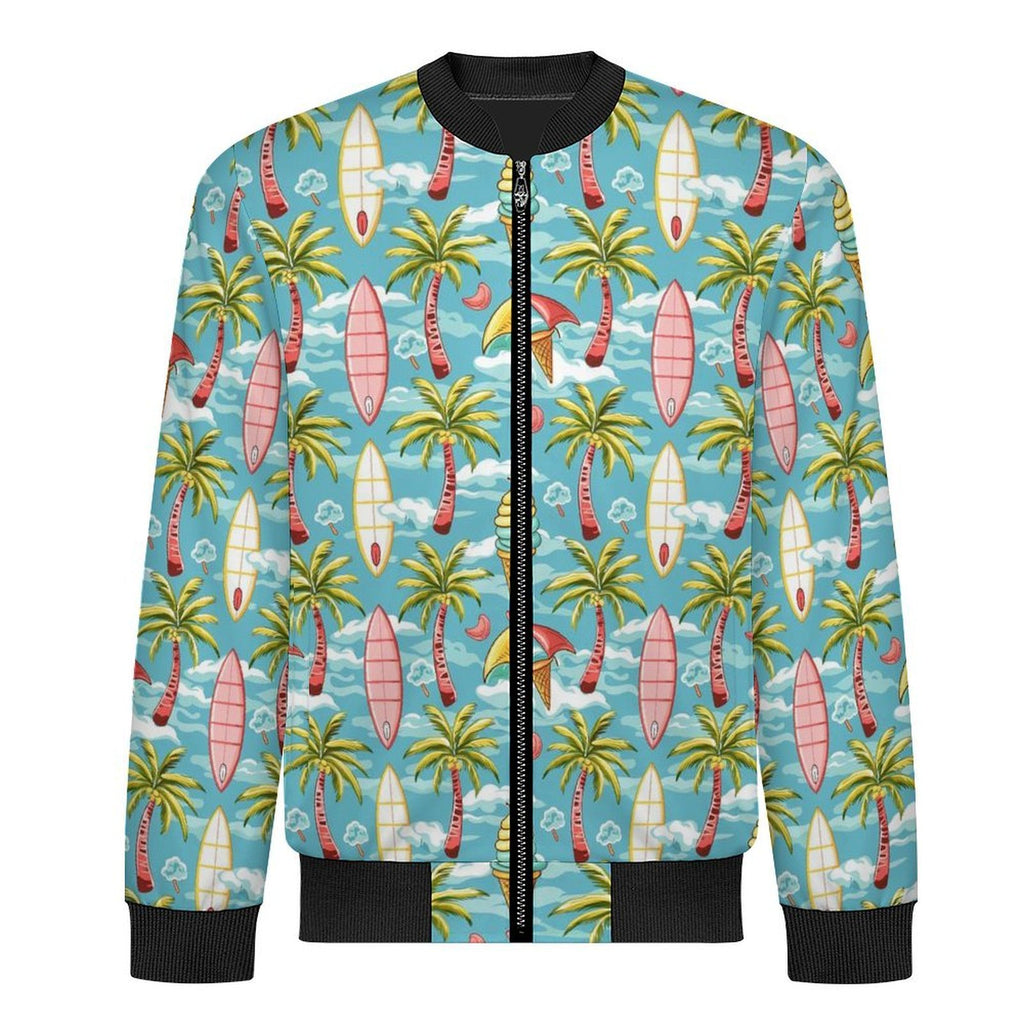 Summer Surf Men's Casual Zip‑Up Bomber Jacket