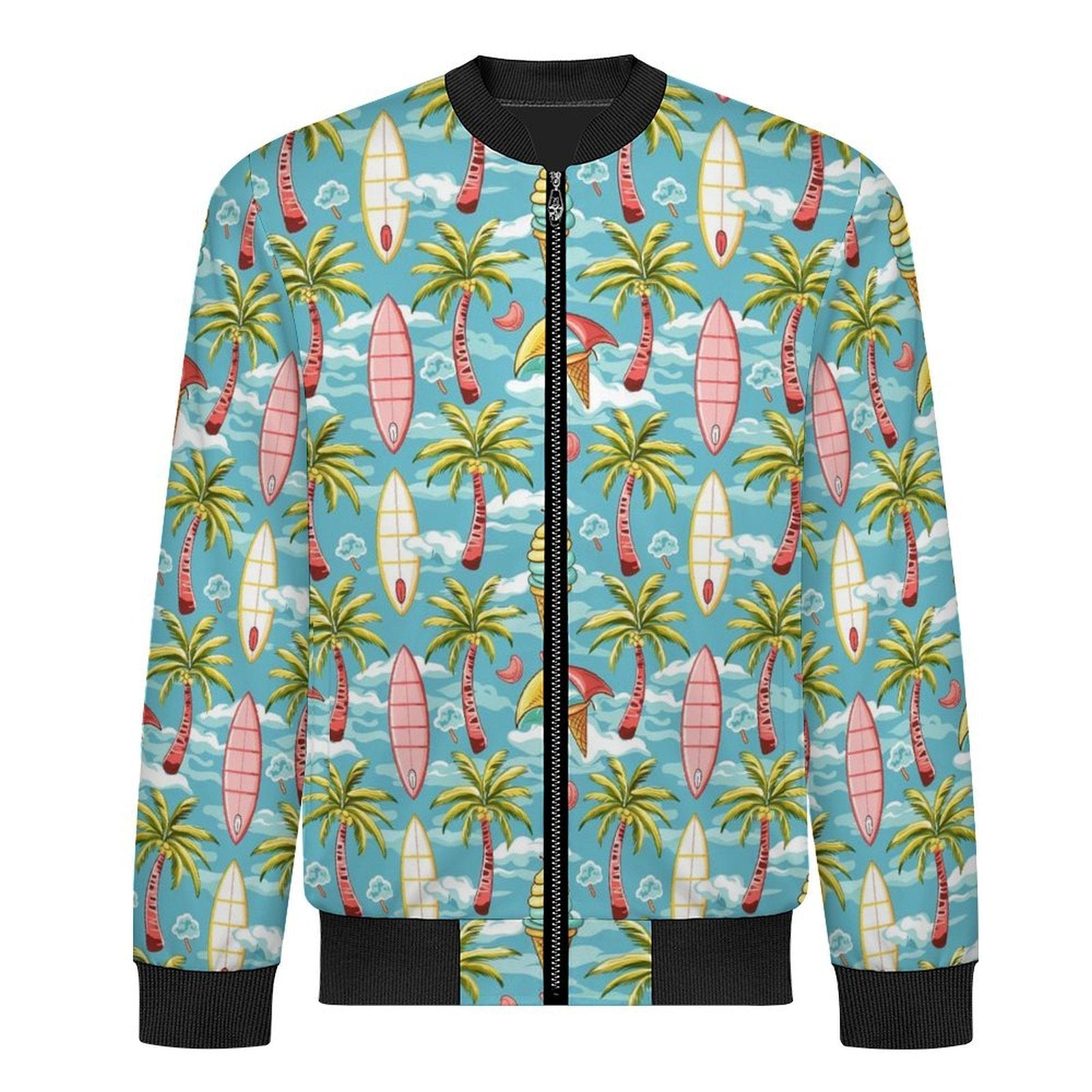 Summer Surf Men's Casual Zip‑Up Bomber Jacket