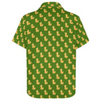 Yellow Rubber Ducks On Green Women's Short-Sleeve Button Up Shirt