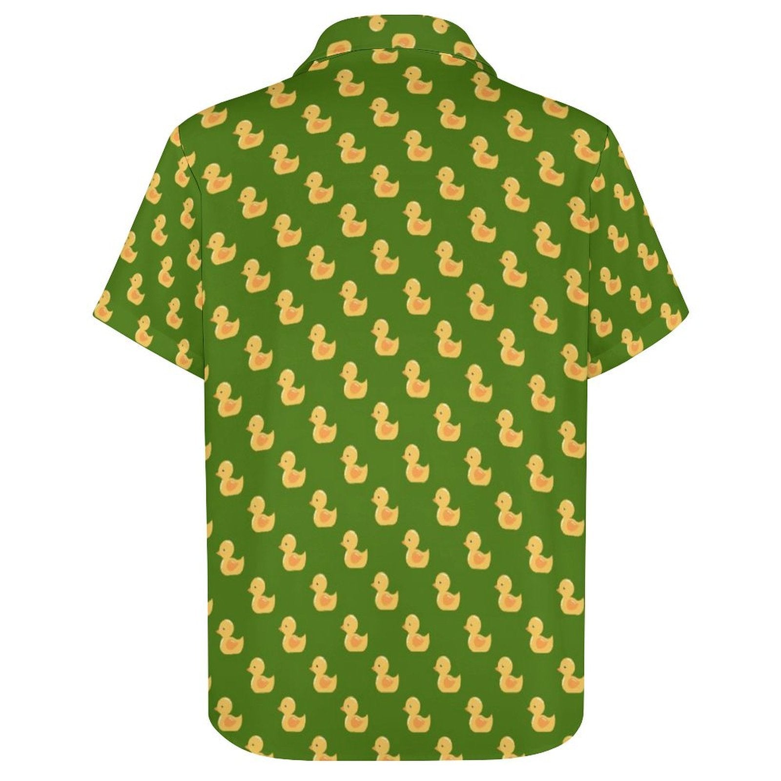 Yellow Rubber Ducks On Green Women's Short-Sleeve Button Up Shirt