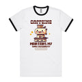 Caffeine Maintains My Sunny Personality - Staple Ringer Tee White Black Ringer T-Shirt Coffee Printed In Australia