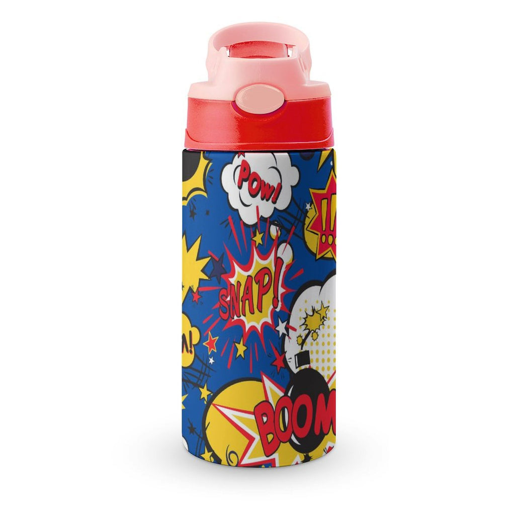 Blue Comic Book - Little Kids Water Bottle pink 350ml Little Kids Water Bottle comic Printed Offshore