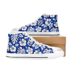 Blue Hawaiian Floral - Women's High Top Canvas Shoes Womens Classic High Top Shoes Plants Printed Offshore