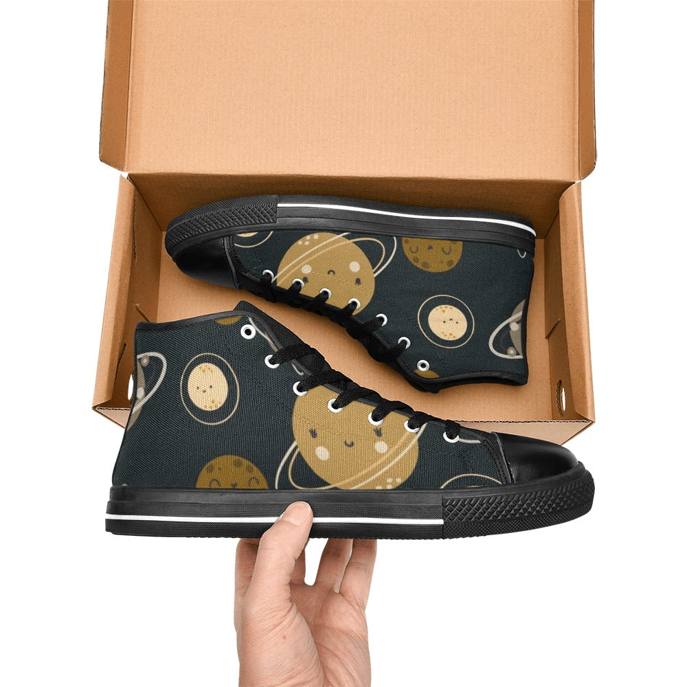 Planets Women's High Top Canvas Shoes Womens Classic High Top Shoes Printed Offshore Space
