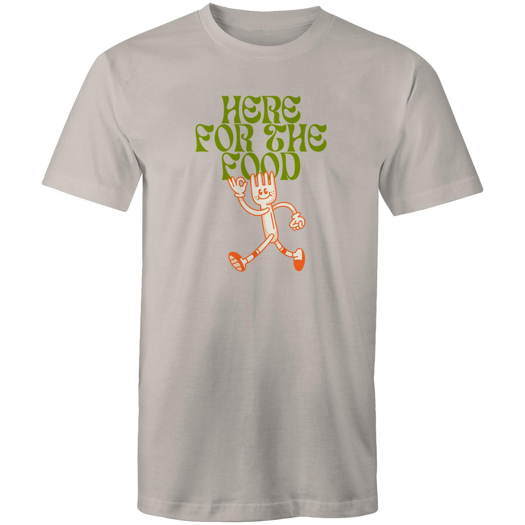 Here For The Food - Mens T-Shirt Light Grey Mens T-shirt Food Printed In Australia