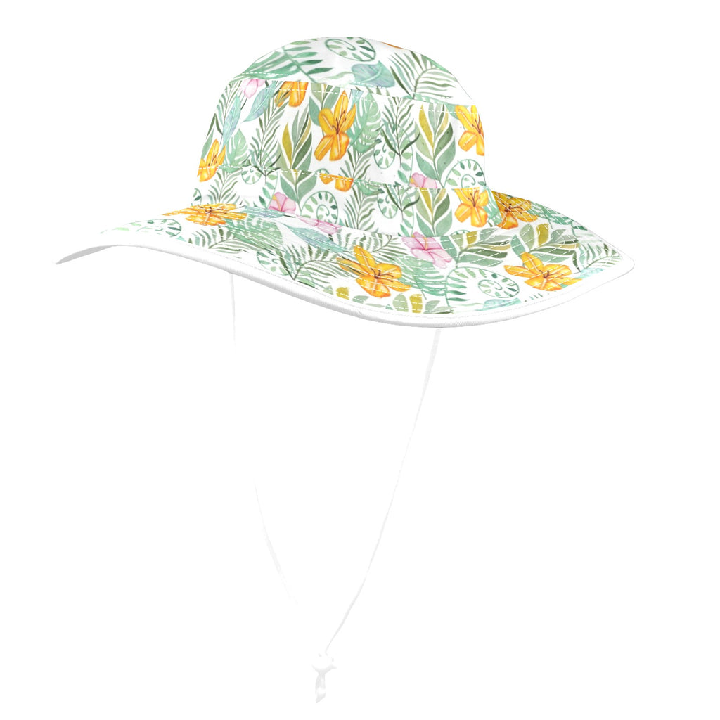 Tropical Flowers And Leaves Wide Brim Bucket Hat Wide Brim Bucket Hat Plants Printed Offshore