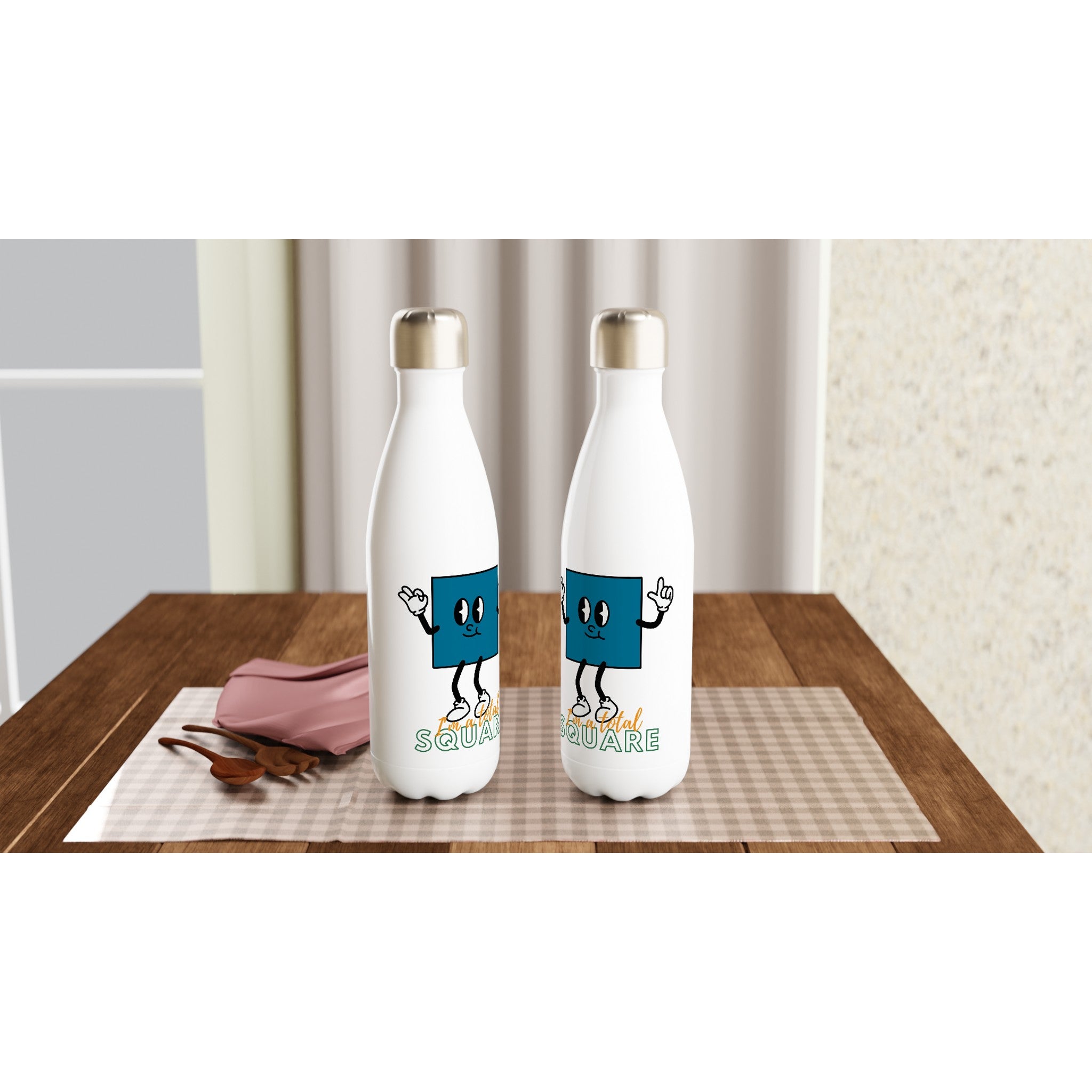 I'm A Total Square - White 17oz Stainless Steel Water Bottle White Water Bottle Globally Fulfilled Maths Science
