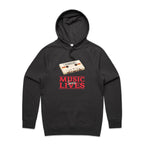 Music Saves Lives - Mens Hoodie Coal Mens Hoodie Music Printed In Australia Retro