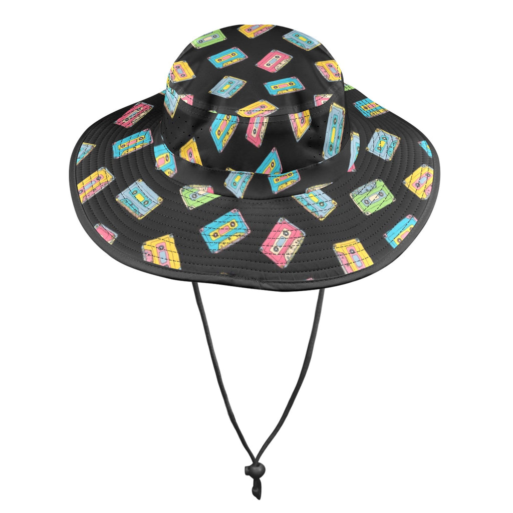 Colourful Cassettes Wide Brim Bucket Hat Wide Brim Bucket Hat Music Printed Offshore Retro