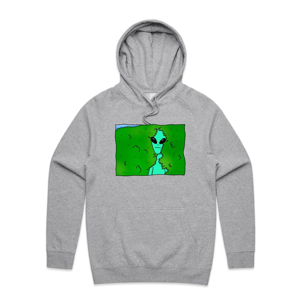 Alien Backing Into Hedge Meme - Mens Hoodie Grey Marle Mens Hoodie Printed In Australia Sci Fi
