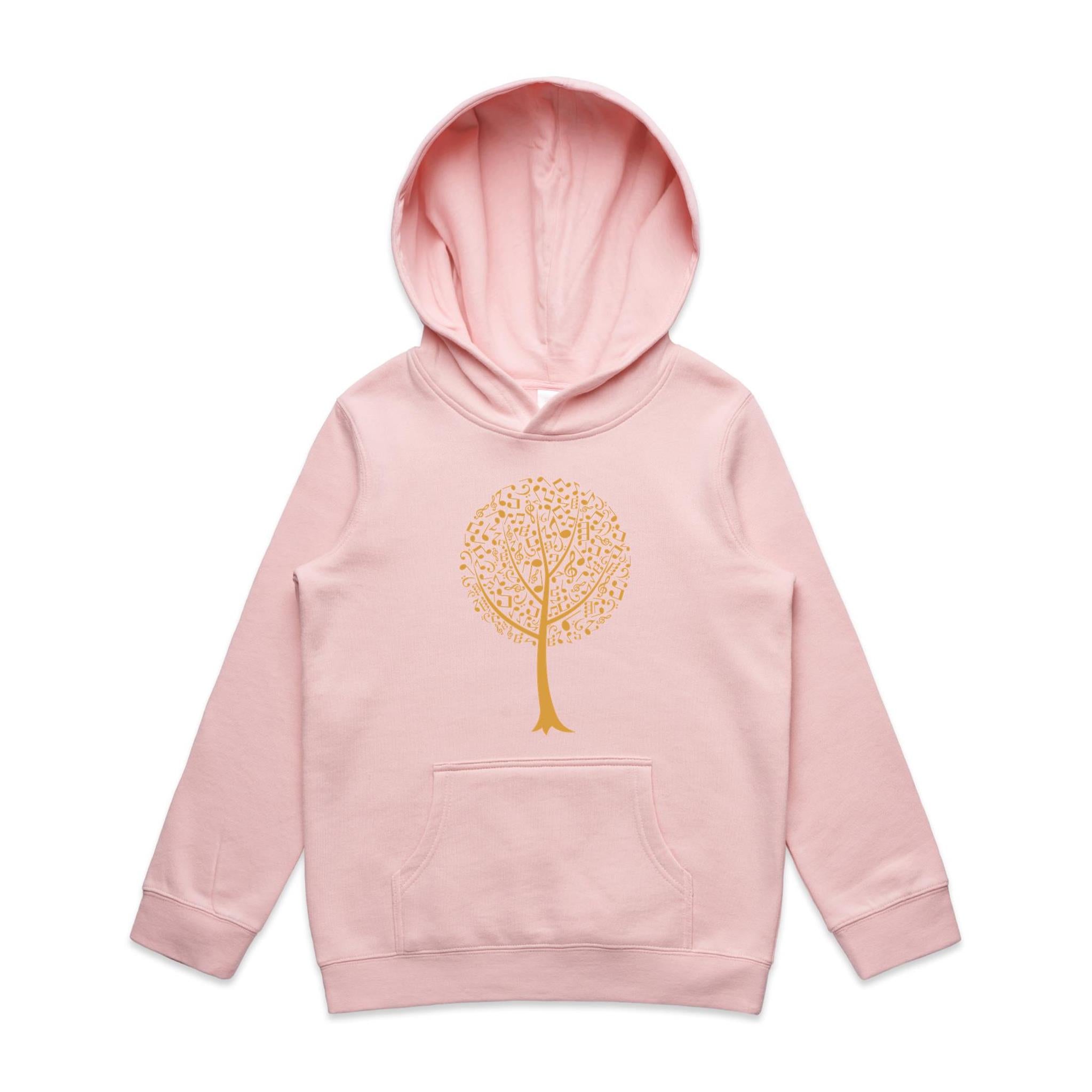 Music Tree - Kids Hoodie Pink Kids Hoodie Printed In Australia