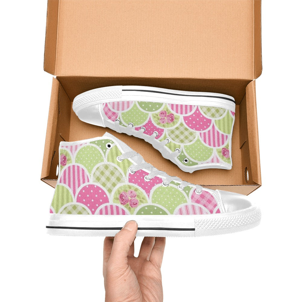 Floral Tabs - Women's High Top Canvas Shoes Womens Classic High Top Shoes Plants Printed Offshore